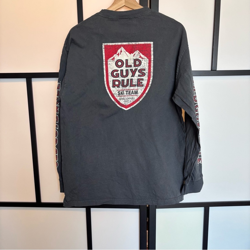 Old Guys Rule Men's Shirt Long Sleeve Large Ski Team Going DownHill Fast